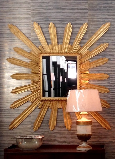 This is an unusual rectangular starburst mirrors creates a WOW at the end of our showroom hall.