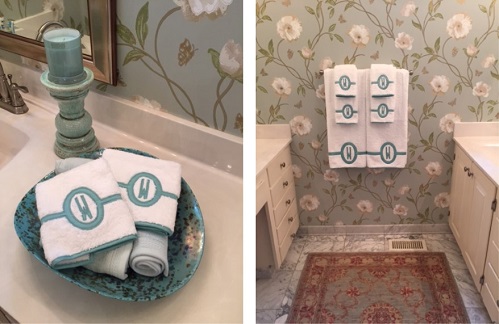 mongram bath towels